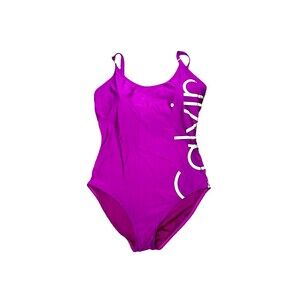 Calvin Klein Purple One Piece Swimsuit Logo Strap, Padded Women’s Size 10